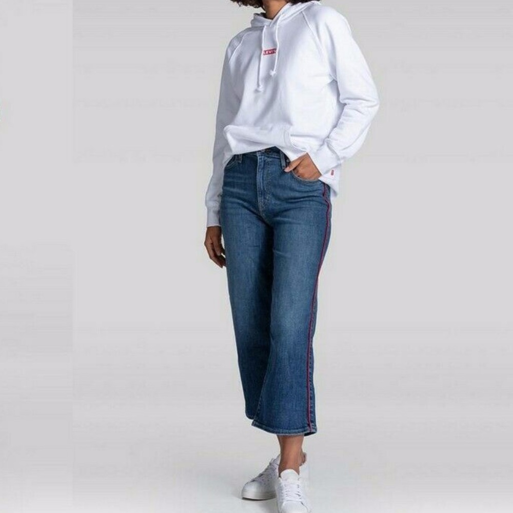 NWT  Levi's Mile High Wide Leg High Waisted Red Side Stripe Jeans